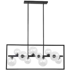 Glasgow 10-Light Matte Black Shaded Pendant Light with Clear Glass Shade