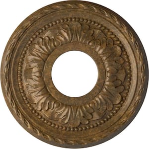 7/8 in. x 11-3/8 in. x 11-3/8 in. Polyurethane Palmetto Ceiling Medallion, Rubbed Bronze