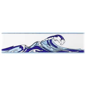 Captain Wave Pacific Blue 2 in. x 7-7/8 in. Glossy Ceramic Wall Tile Trim
