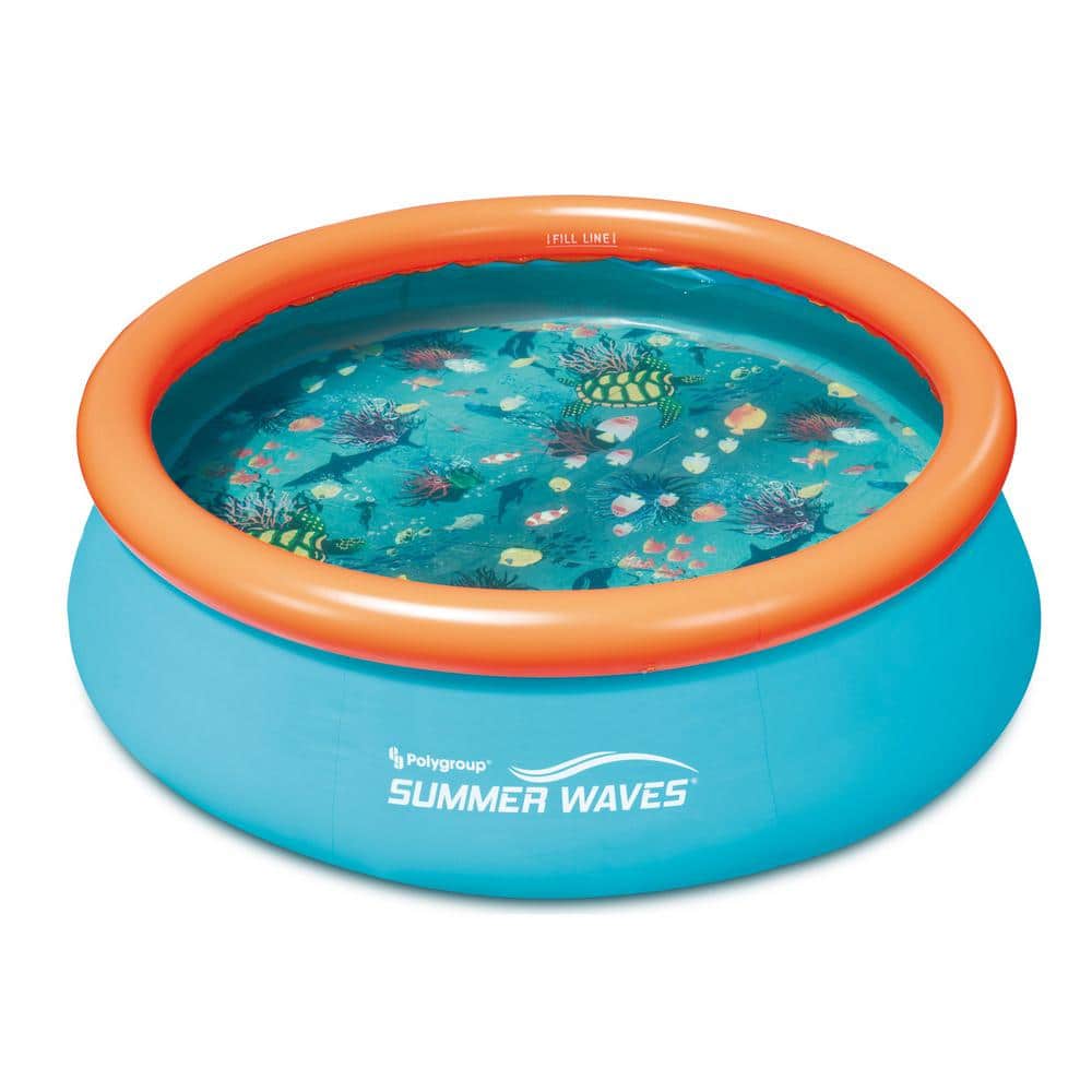 Summer Waves 8 ft. Round 30 in. D Small Kiddie Inflatable Kids Pool, Blue -  P10008303