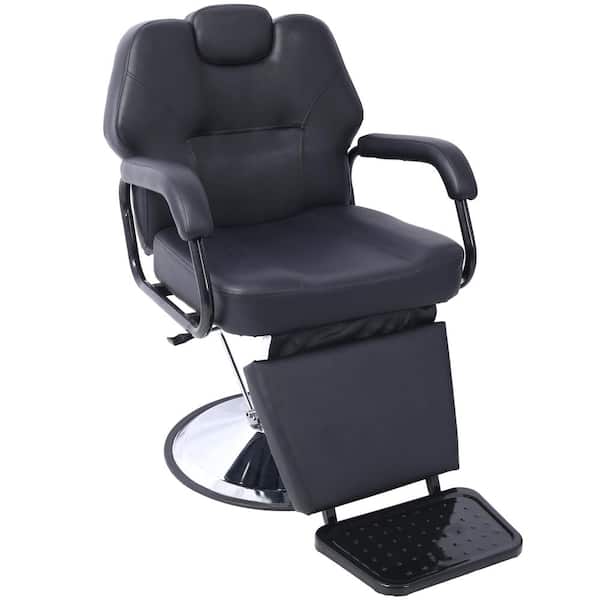 Artist hand Hair Stylist PU Leather Seat Reclining Salon Chair in Black Duty Hydraulic Extra Wider Beauty Barber Chair
