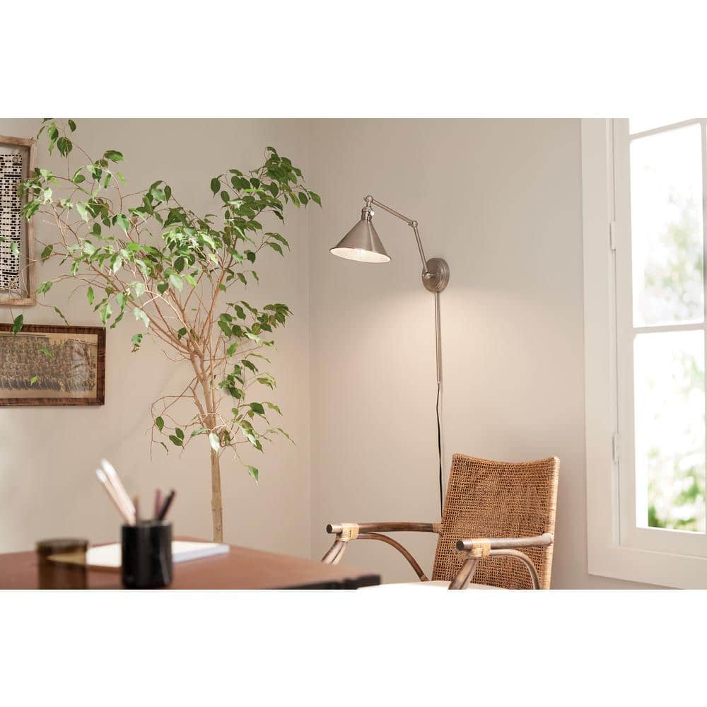 Classic Pewter Articulating Arm Wall Sconce with Schoolhouse Charm