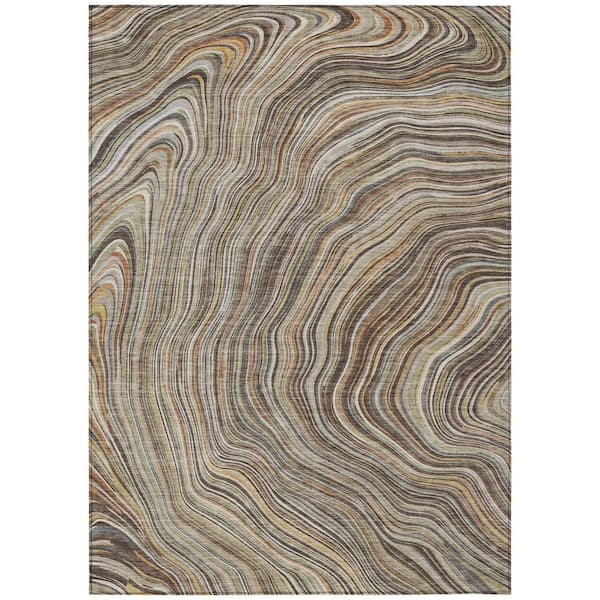 Chantille Machine Washable Indoor/Outdoor Abstract ACN2983 Fudge 10 ft. x 14 ft. Area Rug