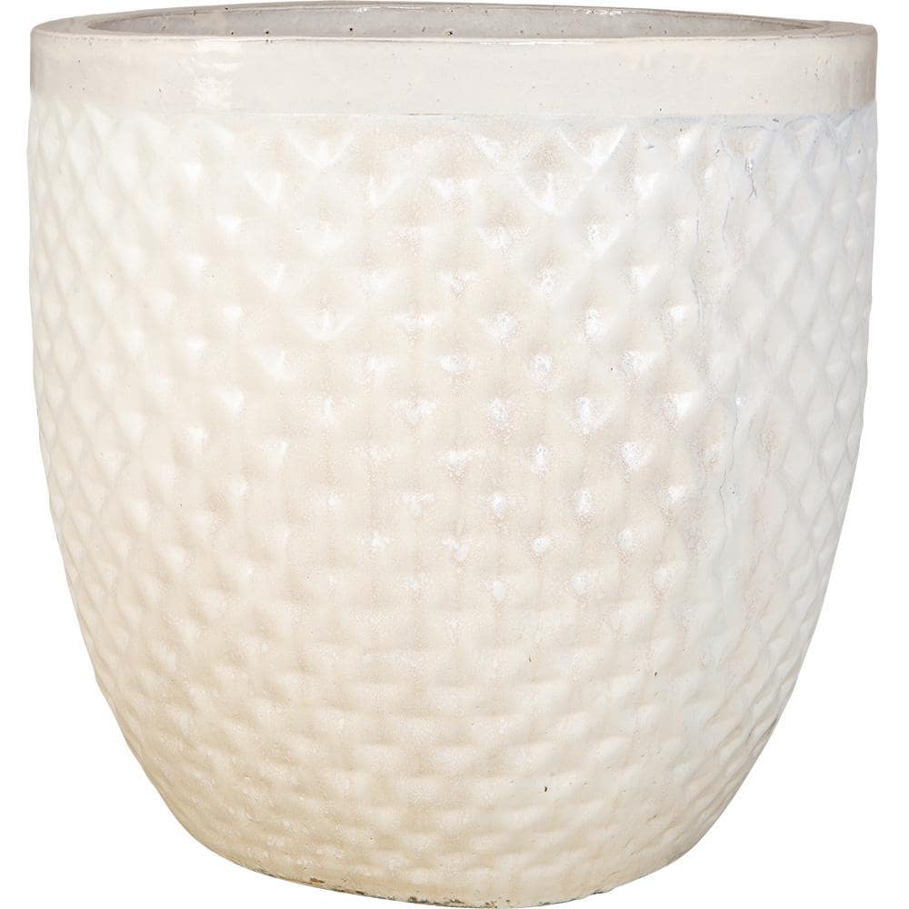 12 in. White Ceramic Hexham Garden Planter