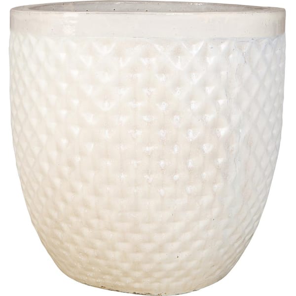 12 in. White Ceramic Hexham Garden Planter
