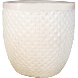 20 in. White Ceramic Hexham Garden Planter