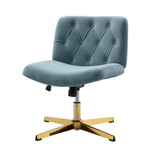 Alan Blue 360° MDF Swivel Task Chair with Adjustable Base and Tufted Back