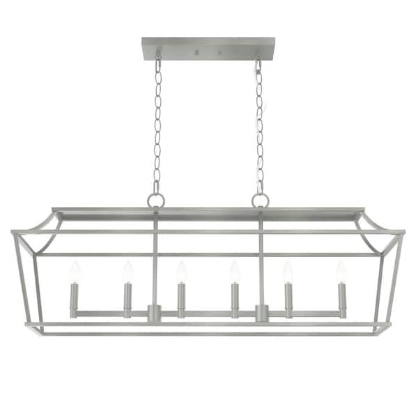 Laurel Ridge 6 Light Brushed Nickel Linear Chandelier Kitchen Light