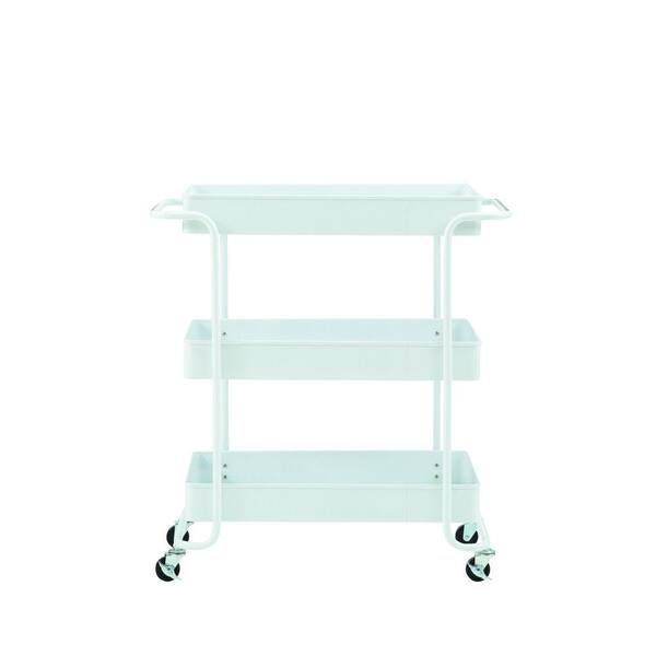 Home Decorators Collection Steel Wide Open Cart in Glossy White