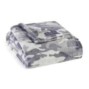 Blend Out 1-Piece Gray Ultra Soft Plush Microfiber Throw Blanket