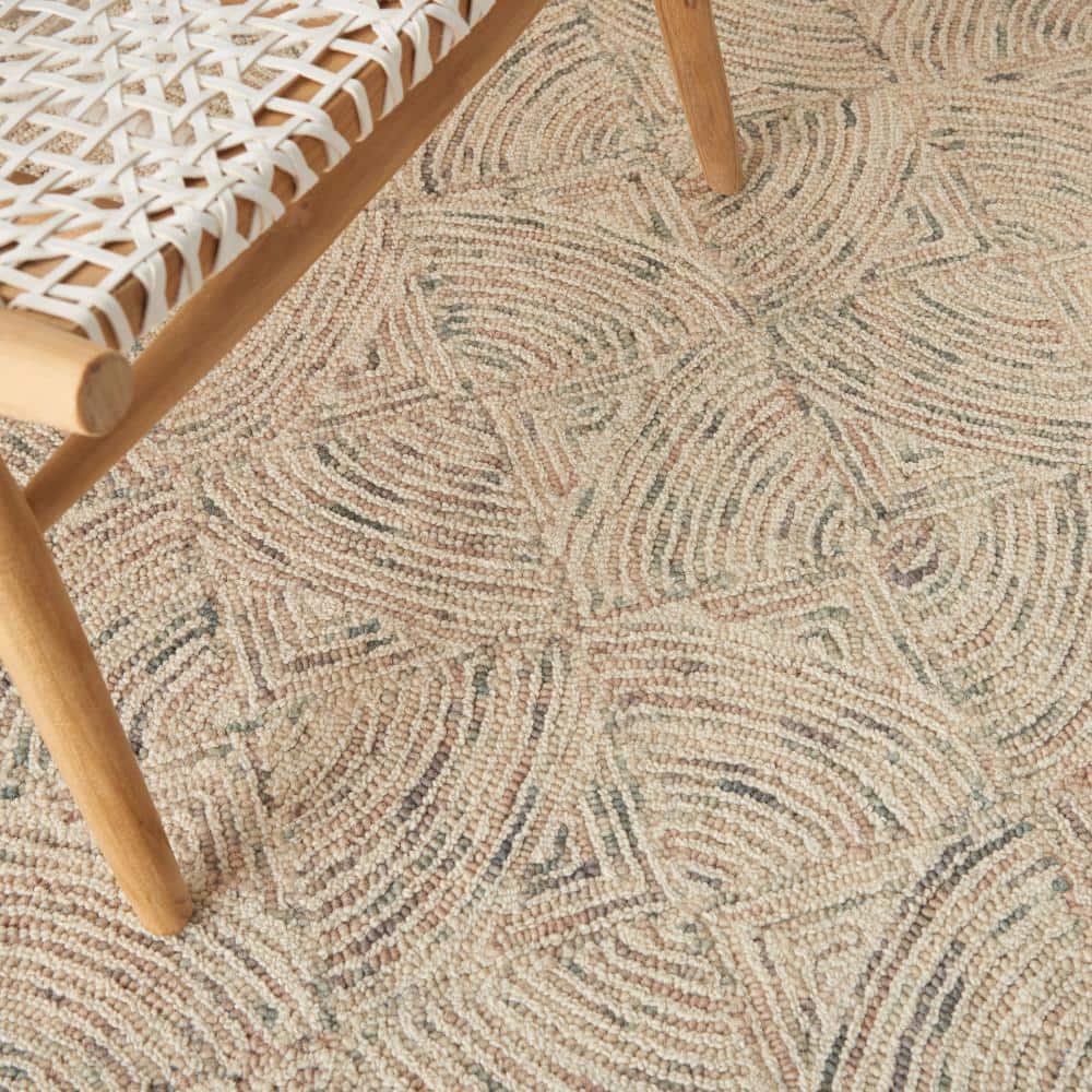 Ivory Multicolor Hand-Tufted Wool Area Rug 5' x 7'