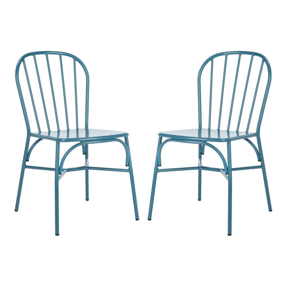 Matte Navy Blue Aluminum Stackable Side Chair Set