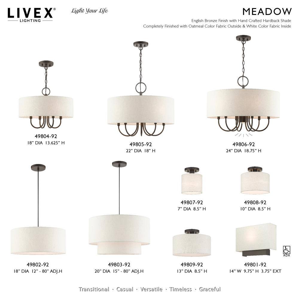 Meadow Modern English Bronze 1-Light ADA Sconce with Oatmeal Shade