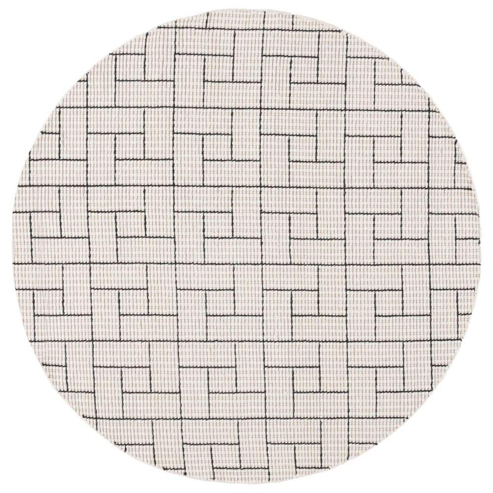 Natura 6 ft. x 6 ft. Ivory/Black Geometric Tile Round Area Rug price history on PriceWatchPro