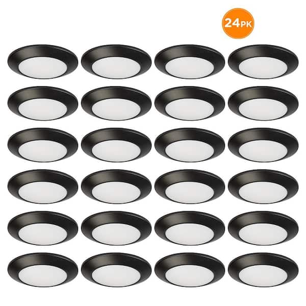 24-Pack 6 in. Matte Black LED Flush Mount Disk Light Fixture 600-900-1100 Lumens 2700K-5000K Dimmable