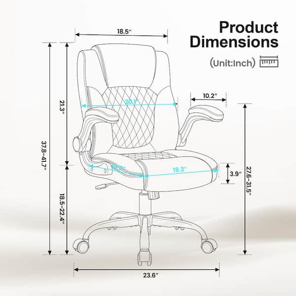 Leather Cushioned Ergonomic Chair in Black with Adjustable Armrests and Backrest, SGS-Certified Gas Lift Task Chair