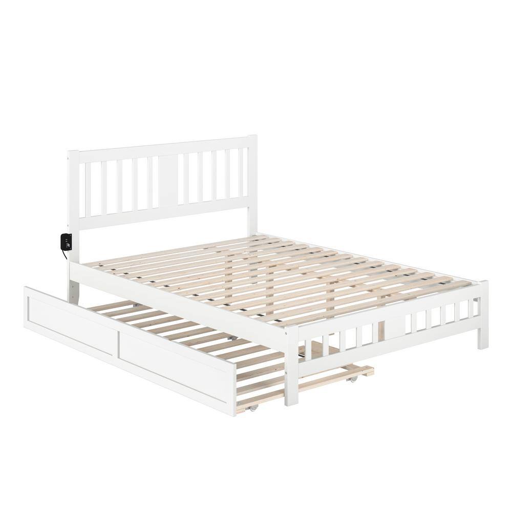 AFI Tahoe Queen Bed with Footboard and Twin Extra Long Trundle in White ...