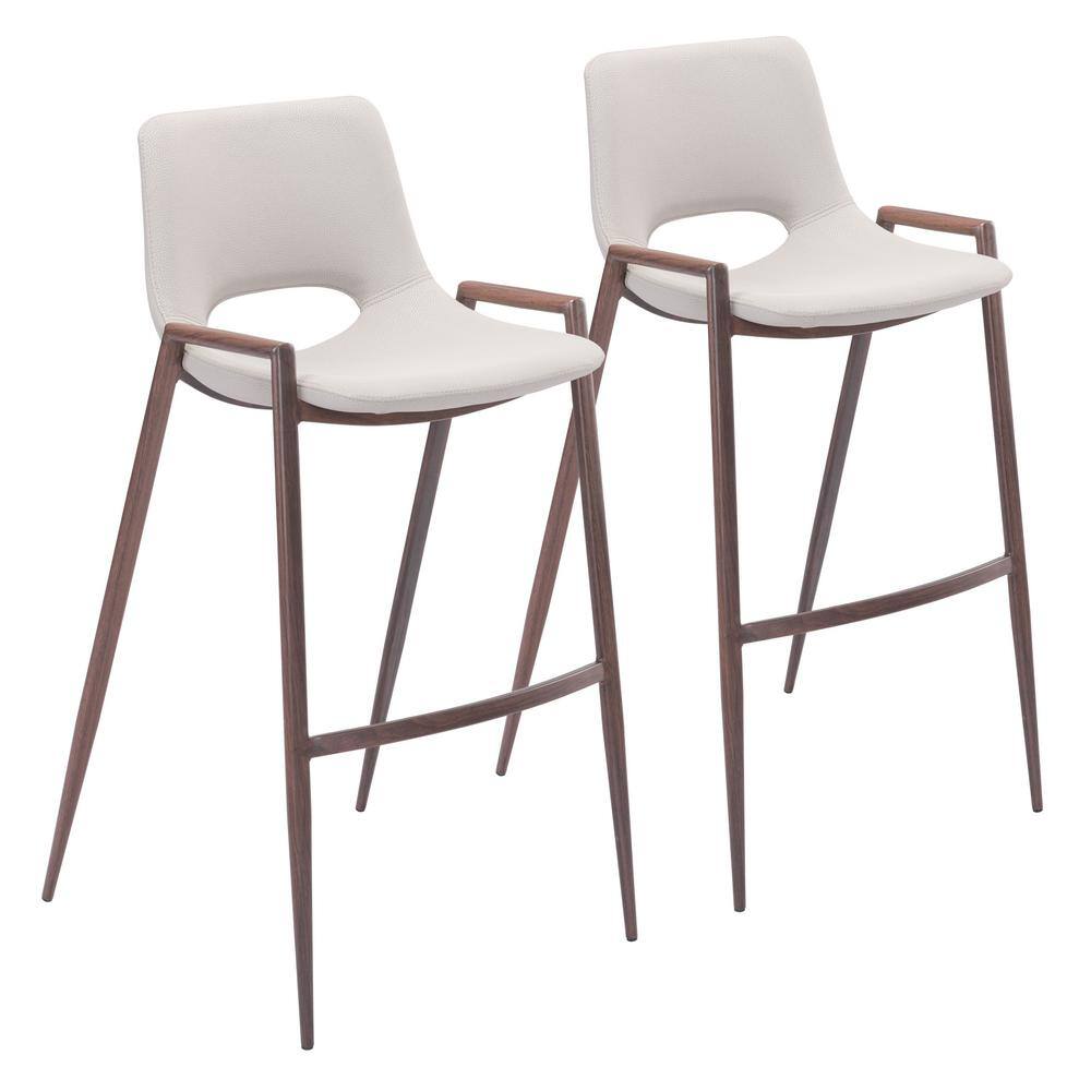 ZUO Desi Beige High Back Metal Bar Height (2833 in.) Bar Stool 101699