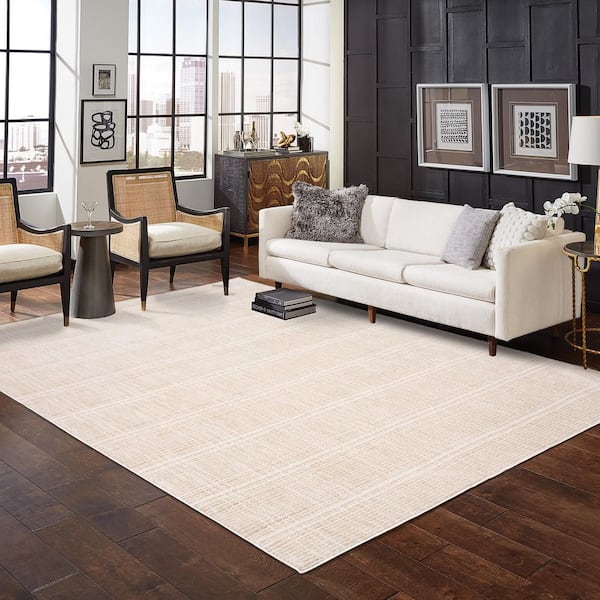 Stonehurst 6 ft. x 9 ft. Beige/Ivory Plaid Area rug
