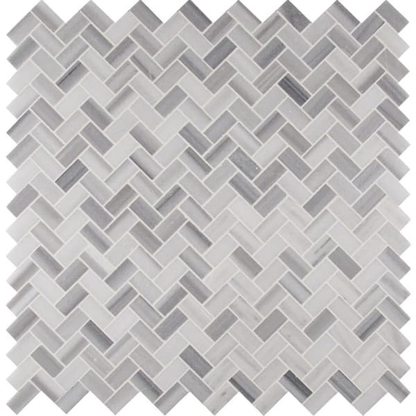 MSI Bergamo Herringbone 12 in. x 12 in. Polished Marble Floor and Wall Tile (0.94 sq. ft./Each)