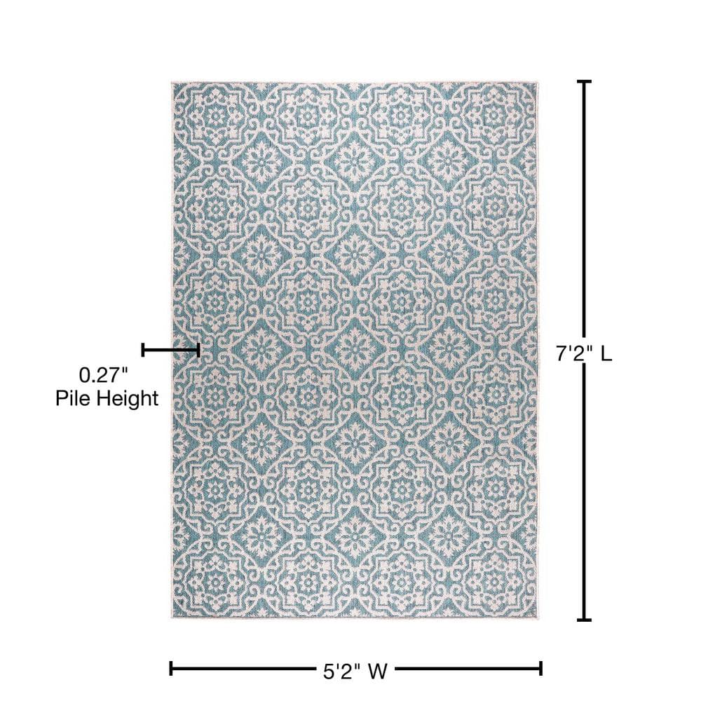 Danica Medallion Blue/Gray Synthetic Indoor/Outdoor Area Rug