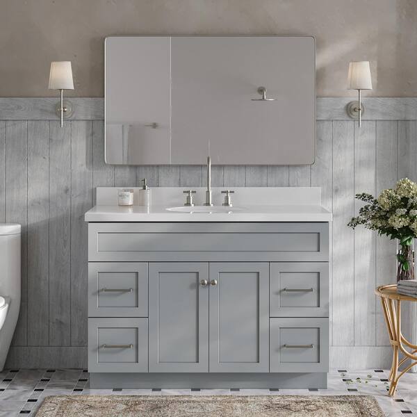 ARIEL Hamlet 49 in. W x 22 in. D x 36 in. H Bath Vanity in Grey with ...