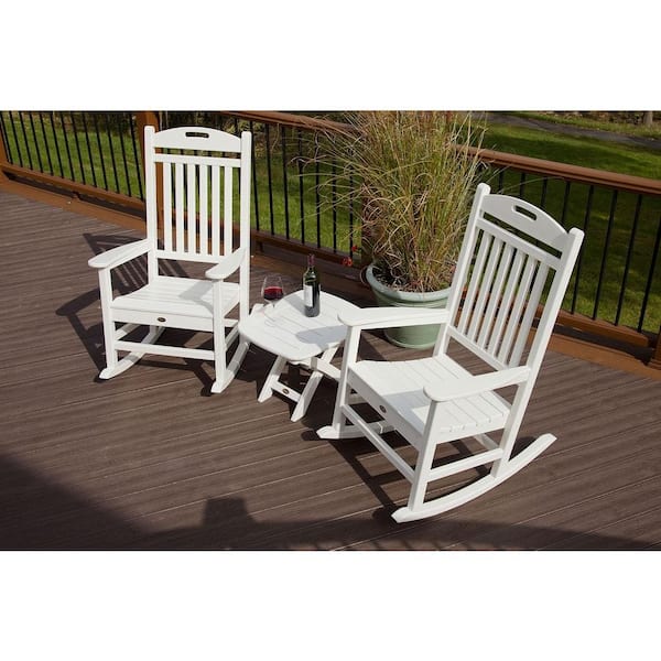 Yacht Club Classic White 3-Piece Plastic Patio Conversation Set