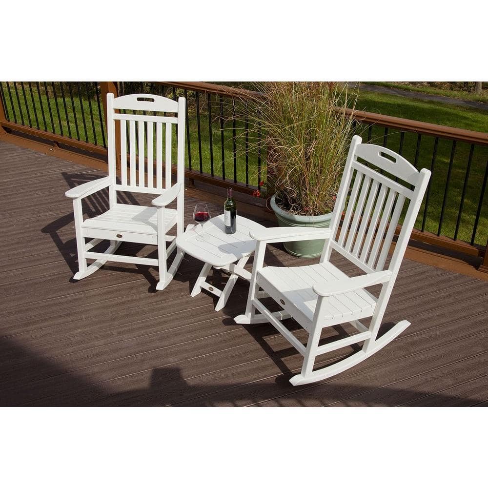 Classic White Polywood Outdoor Rocking Chair with Arms