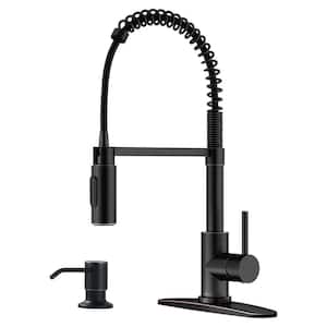 Single Handle Deck Mount Pull Down Sprayer Kitchen Faucet with Deck Plate and Soap Dispenser in Oil Rubbed Bronze