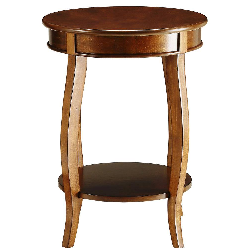 Elegant Walnut Solid Wood Round Side Table with Stylish Legs