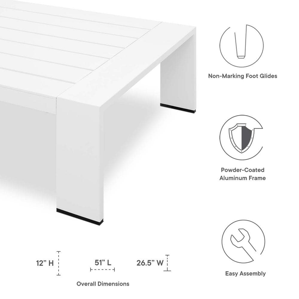 Tahoe White Powder-Coated Aluminum Outdoor Patio Coffee Table