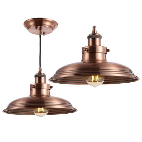 Bedford 11 in. Copper Adjustable Iron Industrial Rustic LED Kitchen Pendant