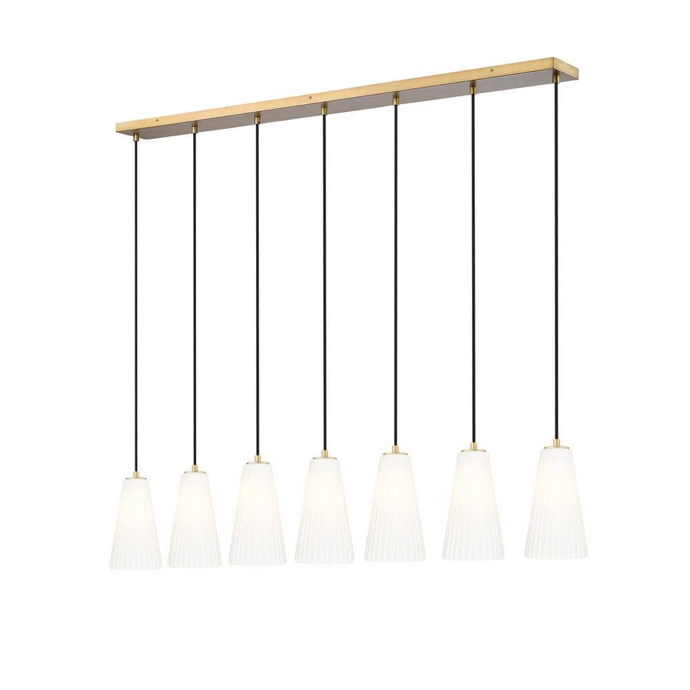 Farrell 7-Light in Modern Gold Linear Chandelier with no bulbs included