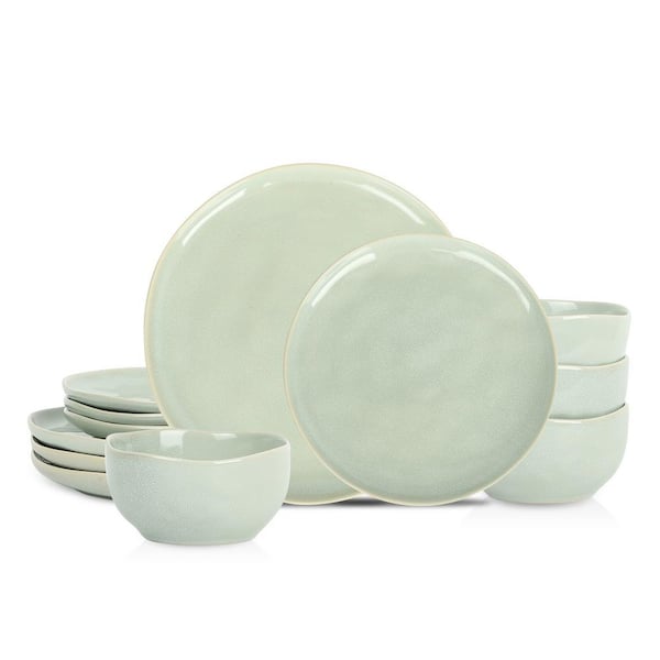 Mirella 12-Piece Light Green Stoneware Dinnerware Set (Service for 4)