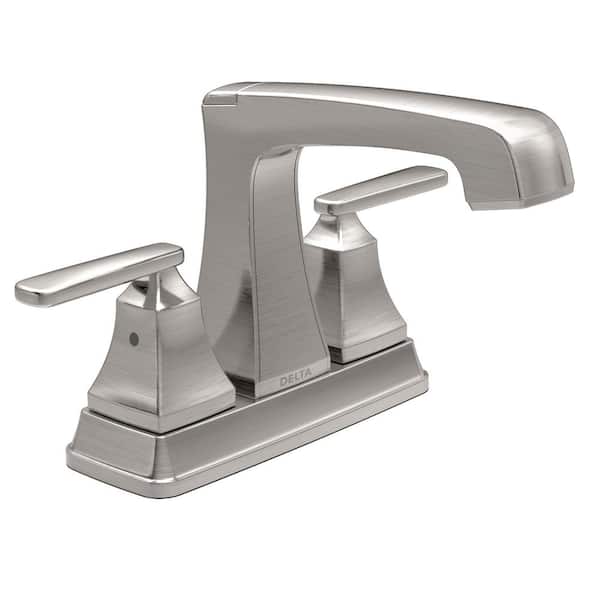 Delta Ashlyn 4 in. Centerset 2-Handle Bathroom Faucet with Metal Drain Assembly in Stainless