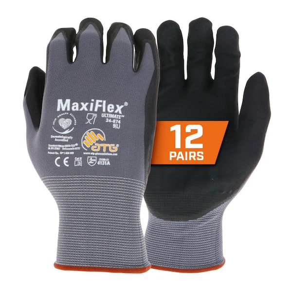 MaxiFlex Ultimate Men's Small Gray Nitrile Coated Outdoor and Work Gloves with Touchscreen Capability (12-Pack)