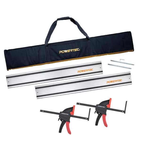 110 in. Track Saw Guide Rail Kit for Makita or Festool, 2x55 Guide Rails/Protective Bag/Rail Connectors/2 Bar Clamps