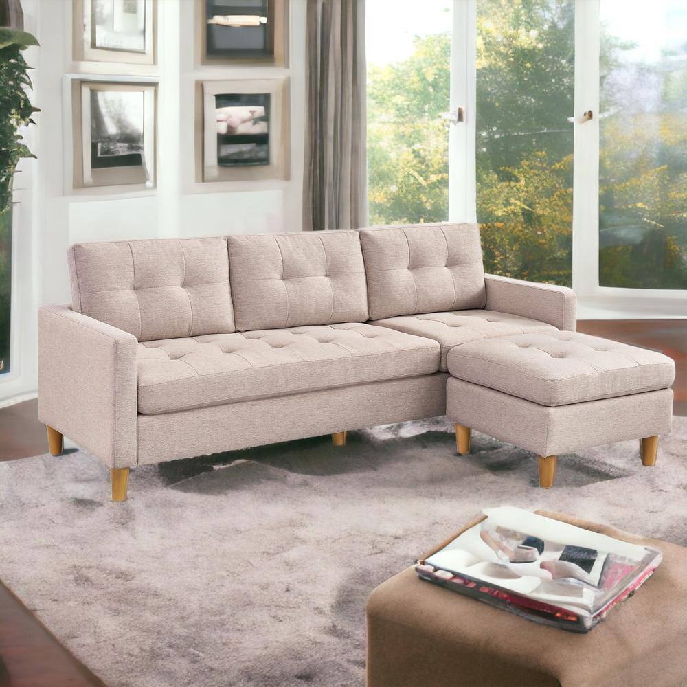 Amelia 87 in. Square Arm Polyester Blend Rectangle Sofa in Beige price history on PriceWatchPro