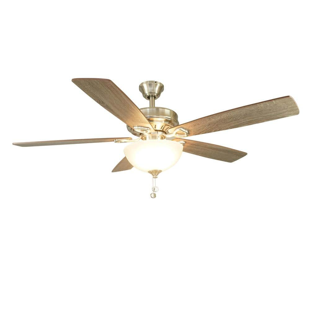 PRIVATE BRAND UNBRANDED Chantilly 52 in. Indoor Brushed Nickel Ceiling Fan  with Light HLC52-B-BN - The Home Depot