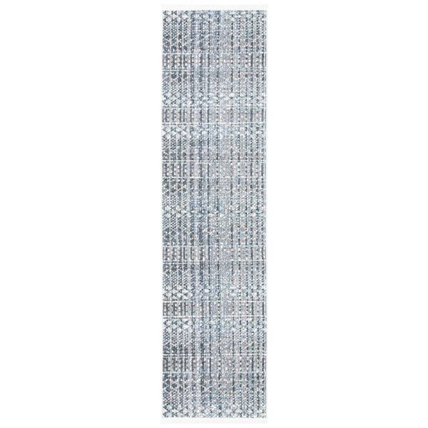 Sedona 2 ft. x 7 ft. Dark Gray/Ivory Striped Geometric Distressed Runner Rug