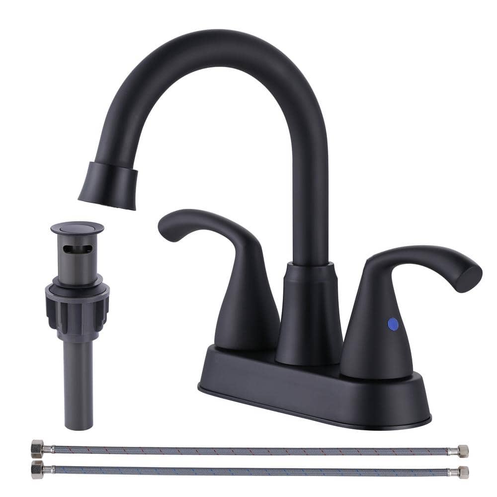 Matte Black High Arc Double Handle Bathroom Faucet