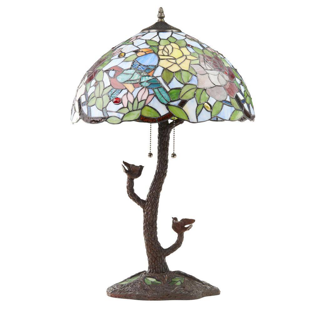 Ariana 26.75" Tan Tiffany Stained Glass Candlestick Table Lamp