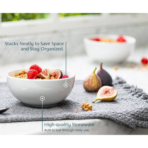 Wudkey 20 fl. oz. White Ceramic Porcelain Cereal and Soup Bowls