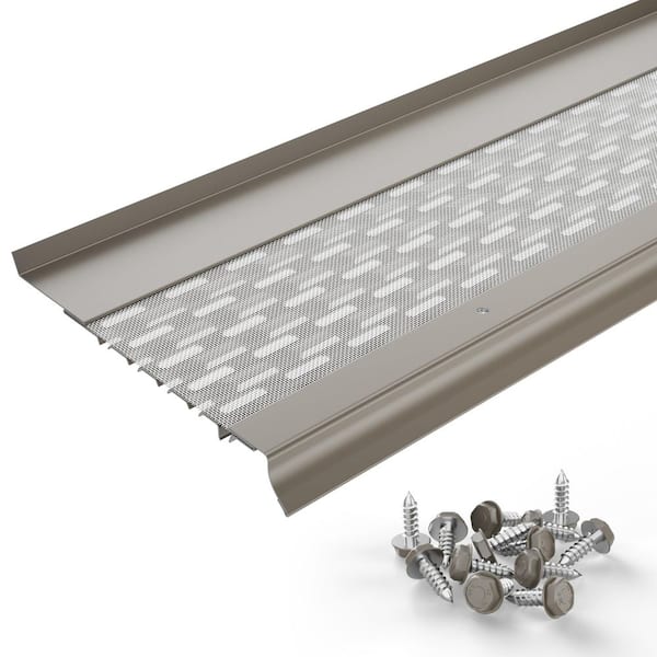 Micromesh [6 in. x 50 ft.] Gutter Guard for 6 in. K-Style and Box Gutters, Aluminum Frame and SS Mesh, Clay