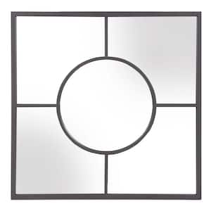 24 in. x 24 in. Industrial Square Framed Metal Gray Wall Mirror