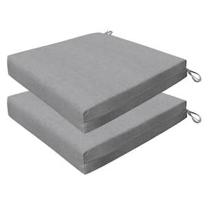 Outdoor 20 in. Square Dining Seat Cushion Textured Solid Platinum Grey (Set of 2)