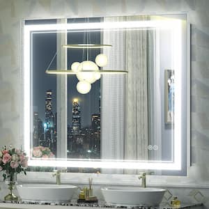 48 in. W x 40 in. H Rectangular Frameless 192 LEDs/m Front Lighted Anti-Fog Tempered Glass Wall Bathroom Vanity Mirror