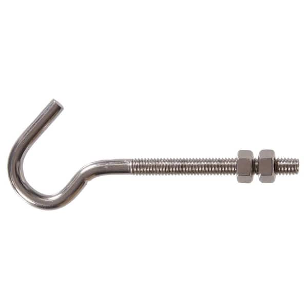 Hillman 5/16 in. x 5 in. Stainless Steel Clothesline Hook Bolt with 2 Hex Nuts (5-Pack)