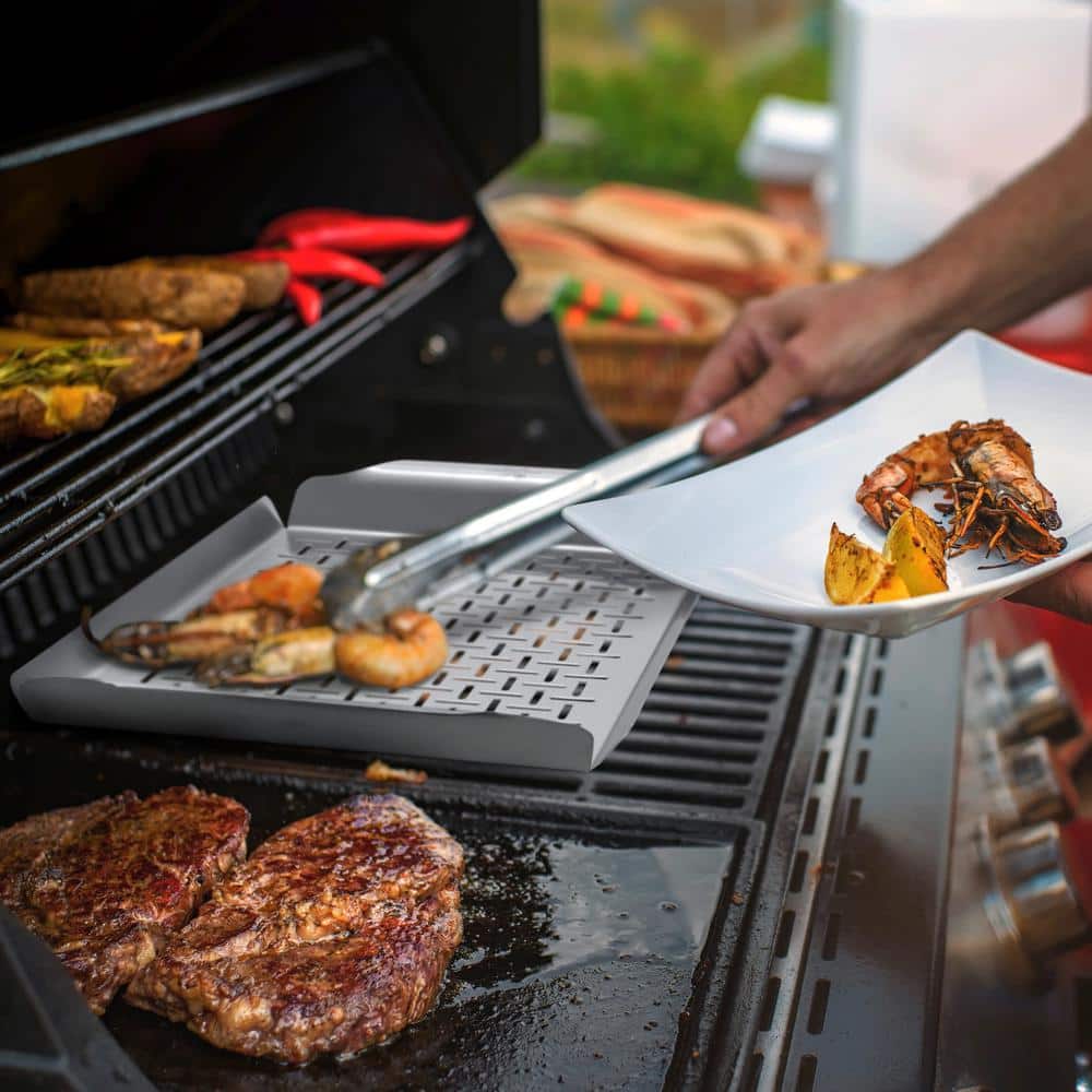 Large Stainless Steel Grill Pan with High Sidewalls