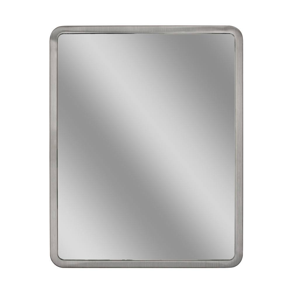 Deco Mirror 24 In W X 30 In H Radius Corner Metal Framed Wall Mirror In Brushed Nickel 8262 7725